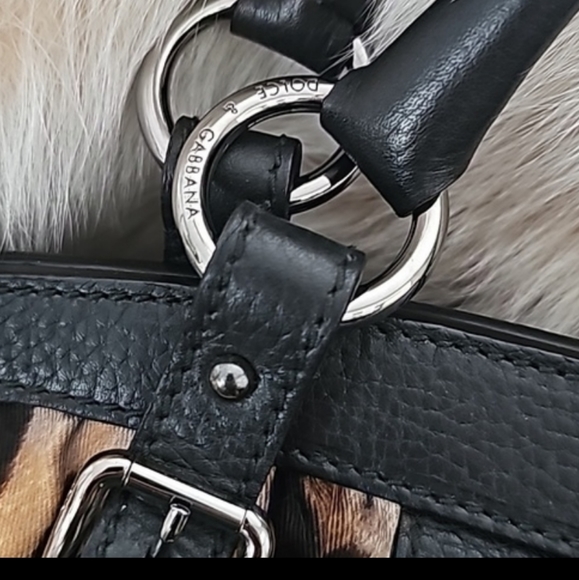 DOLCE & GABBANA Vintage Leather-Trimmed Printed Semi Shoulder Top Handle Bag - Picture 13 of 13